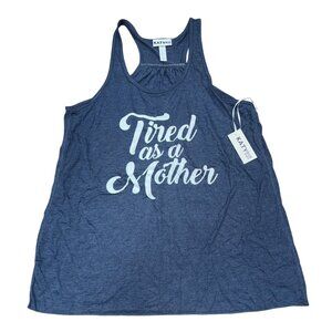 KatyDid "Tired As A Mother" Womens Racerback Tank Top XL Heather Blue Cotton Ble